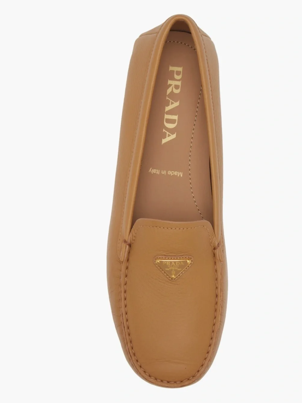 Prada Triangle Logo Driving Loafer Women 41 US 11 gently used  camel brown